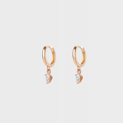 Diamond Pear Charm Hoops