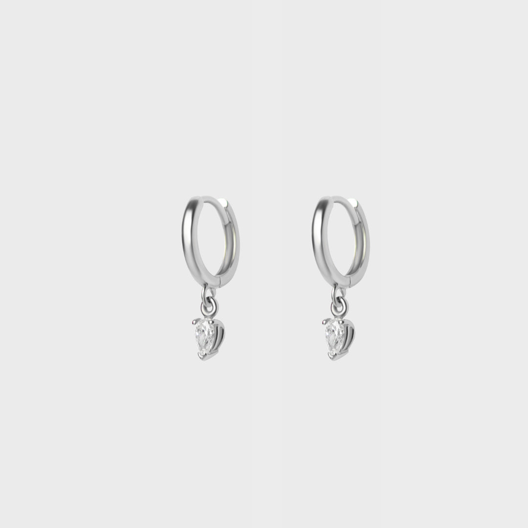 Diamond Pear Charm Hoops
