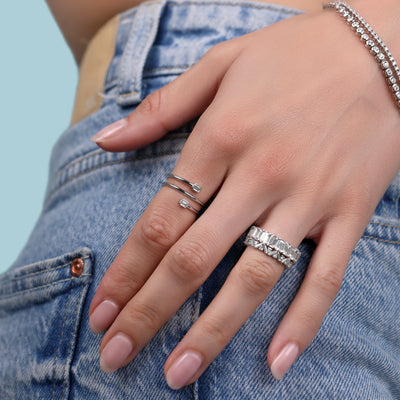 Double Emerald Cut Wrap Ring