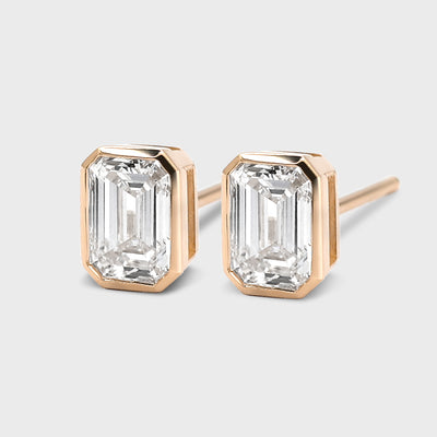 Bezel Set Emerald Cut Studs