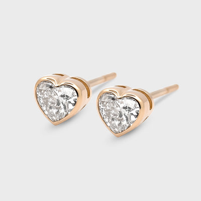 Bezel Set Heart Shape Studs