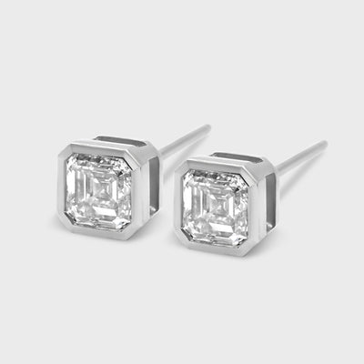 Bezel Set Asscher Cut Studs