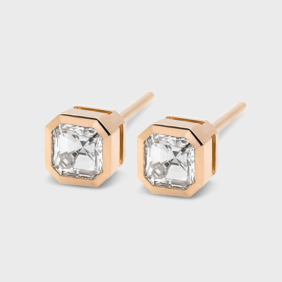 Bezel Set Asscher Cut Studs