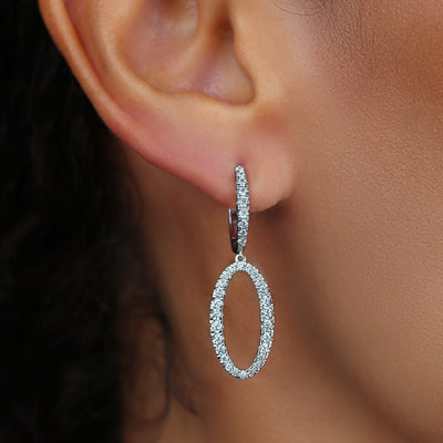 Pave Oval Drop Earring