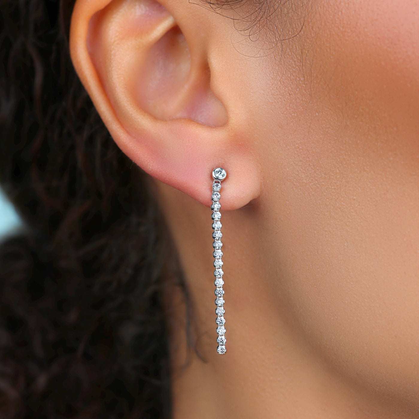 Bezel Diamond Drop Earrings