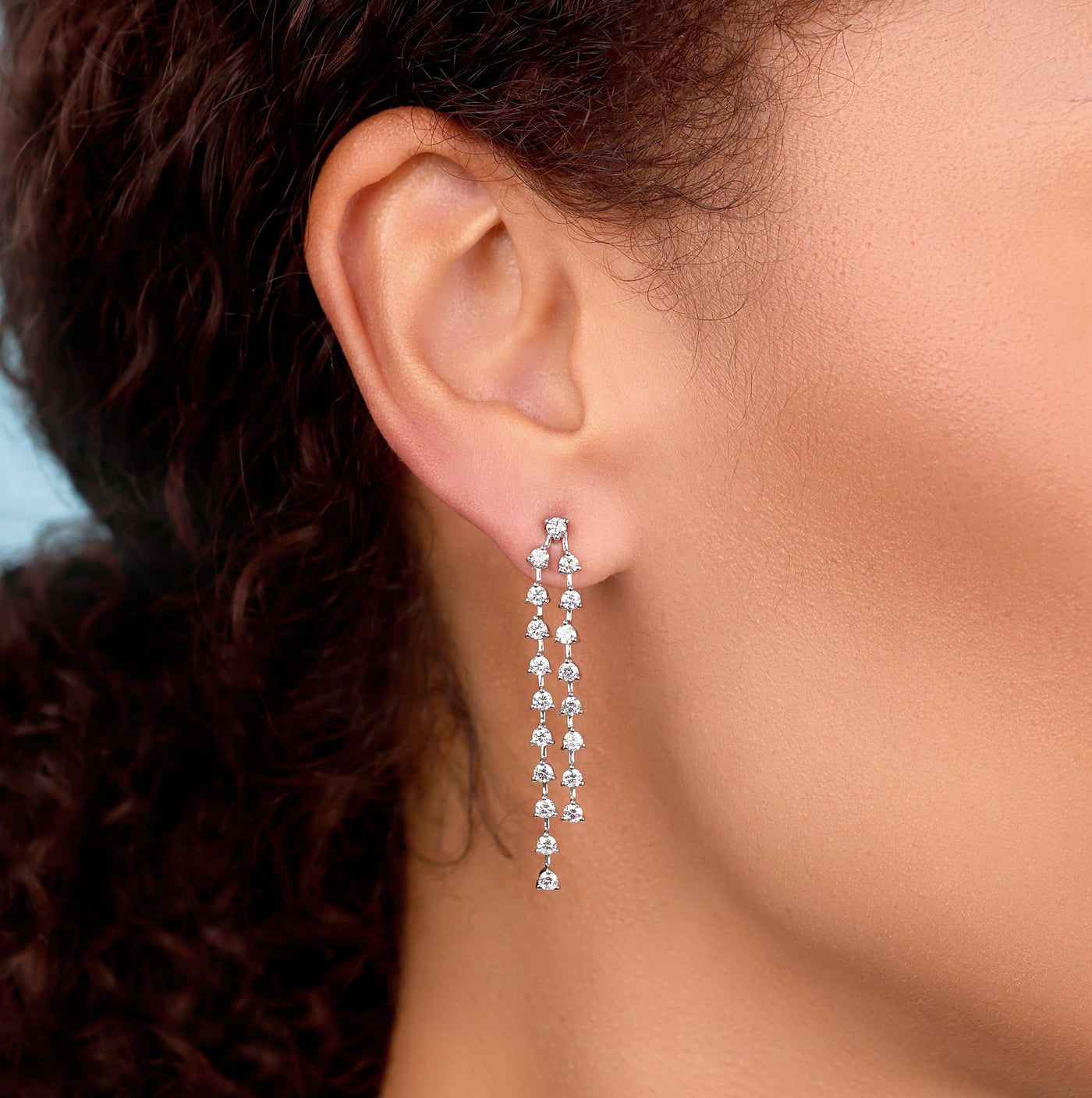 Defined Diamond Drop Earrings