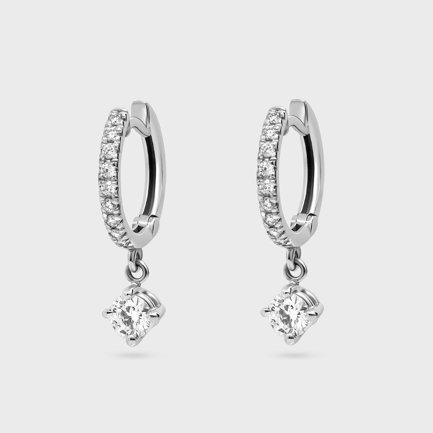 Round Pave Charm Hoops