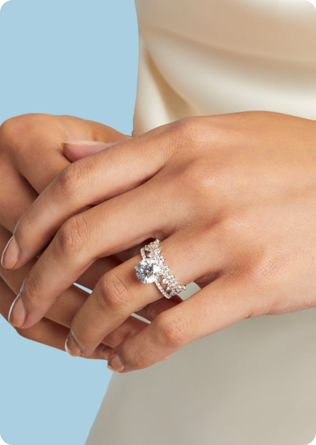 Women Fake Wedding Rings|women's Stainless Steel Engagement Ring With Cubic  Zirconia - Bridal Set