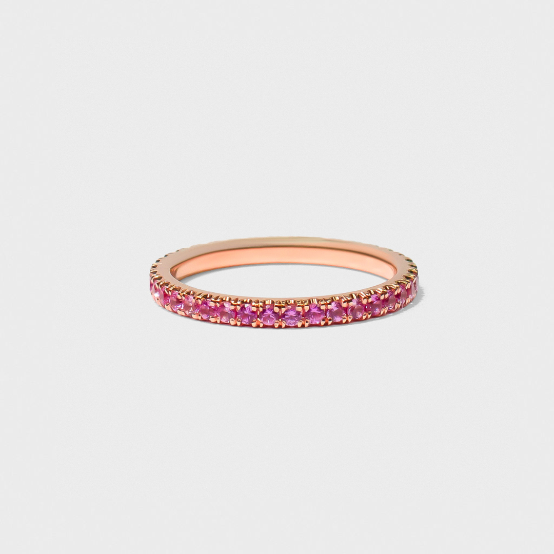 Pink Sapphire Gemstone Pave Band