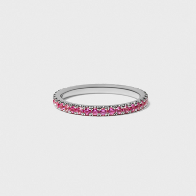 Pink Sapphire Gemstone Pave Band