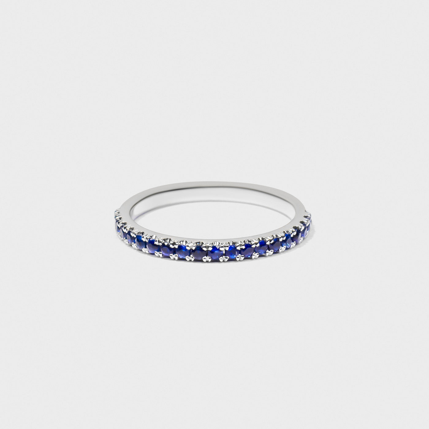 Blue Sapphire Gemstone Pave Band