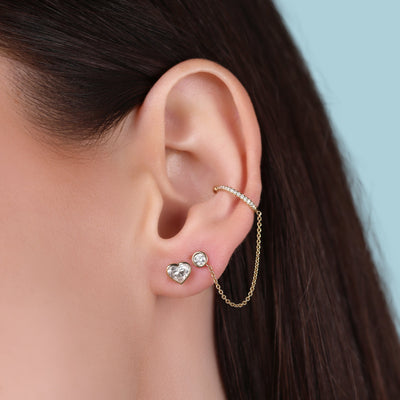 Bezel Set Heart Shape Studs