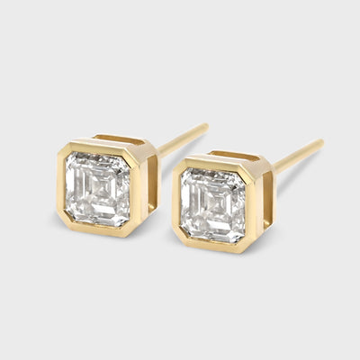 Bezel Set Asscher Cut Studs