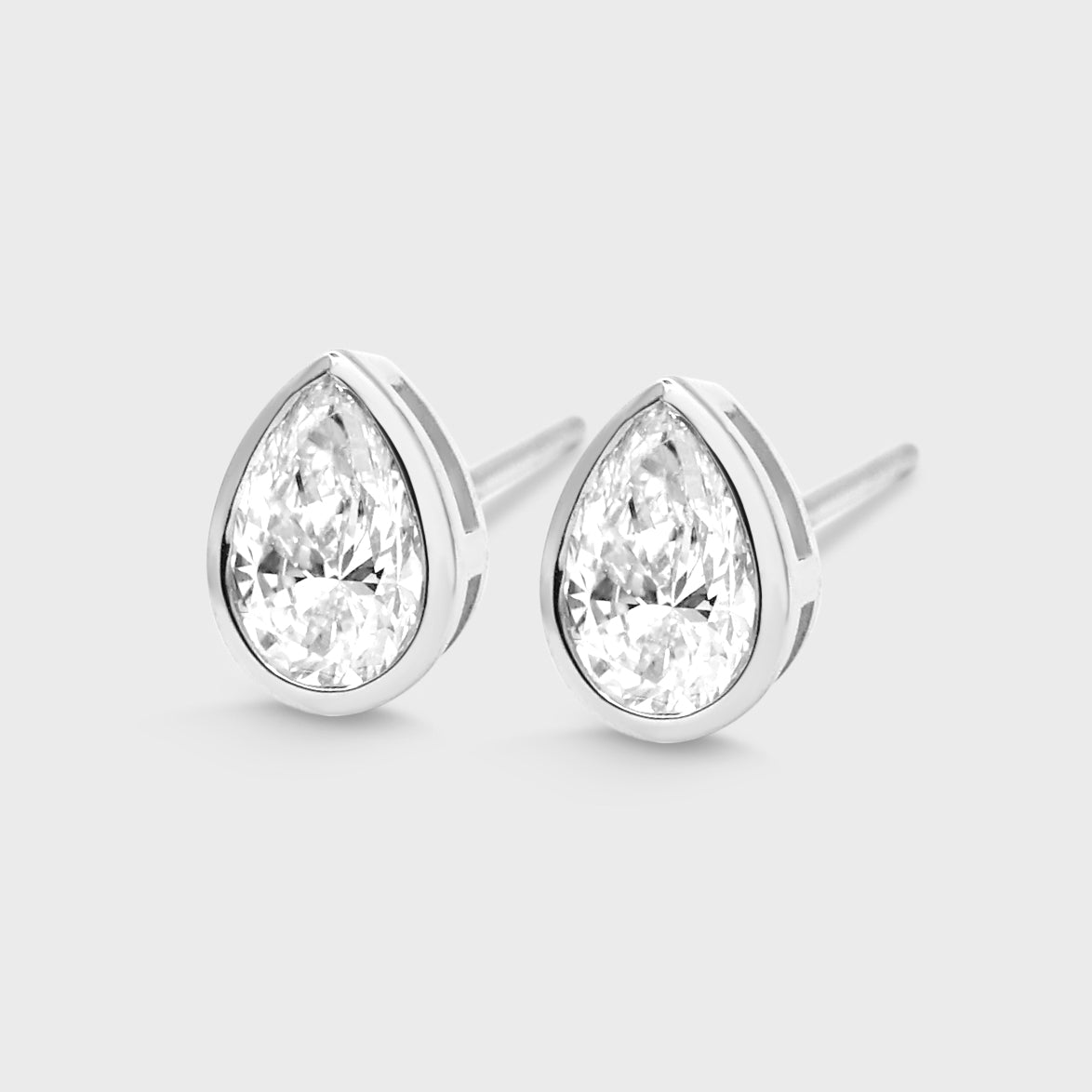 Bezel Set Pear Shape Studs