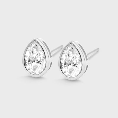 Bezel Set Pear Shape Studs