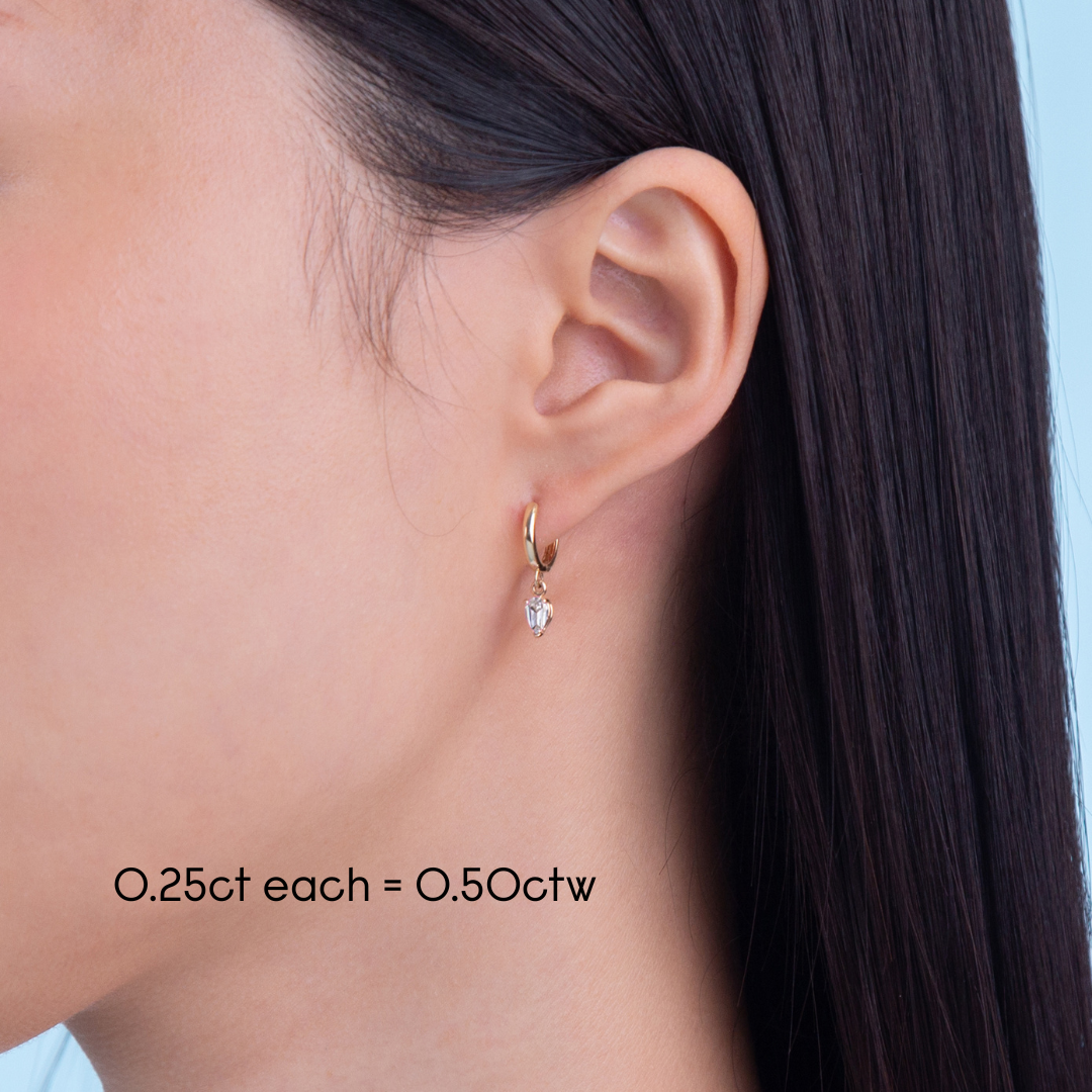 Diamond Pear Charm Hoops