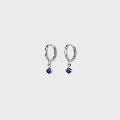 Gemstone Round Charm Hoops