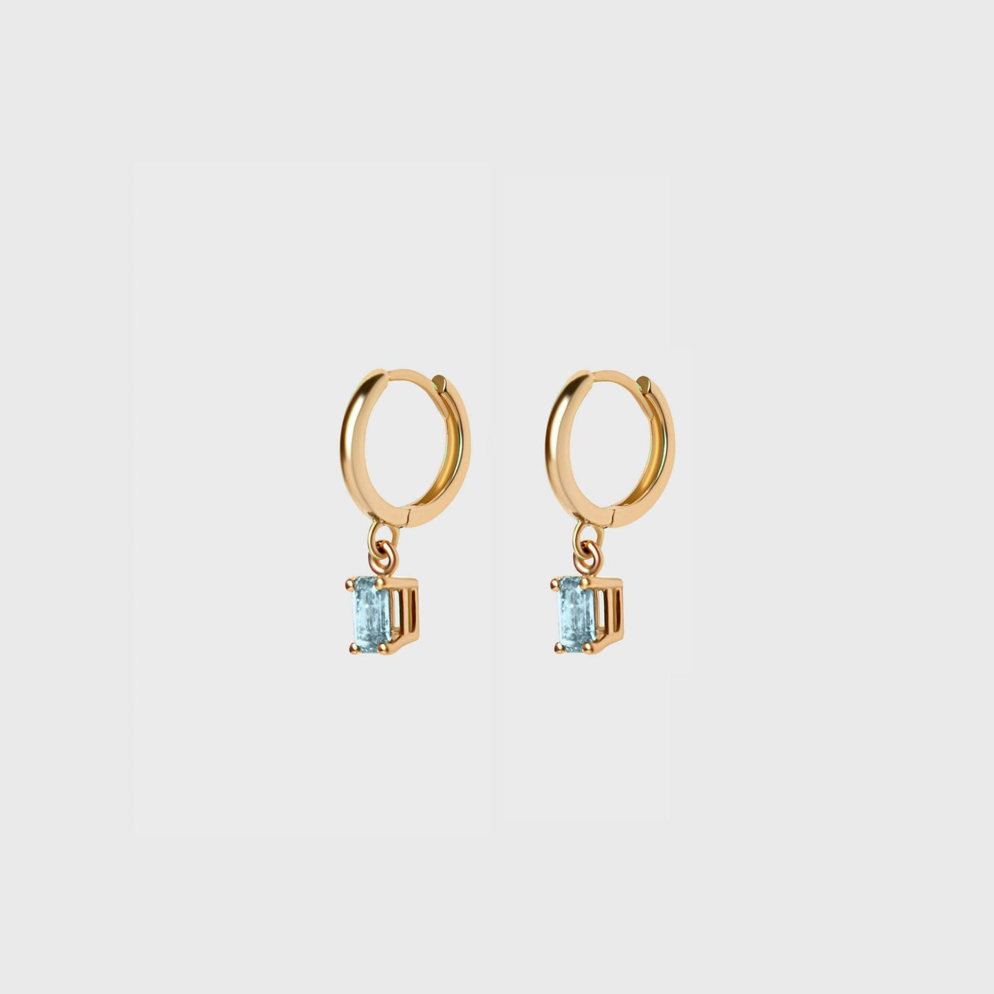 Gemstone Emerald Cut Charm Hoops