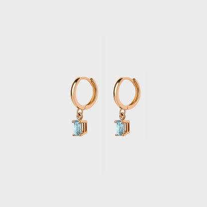 Gemstone Emerald Cut Charm Hoops