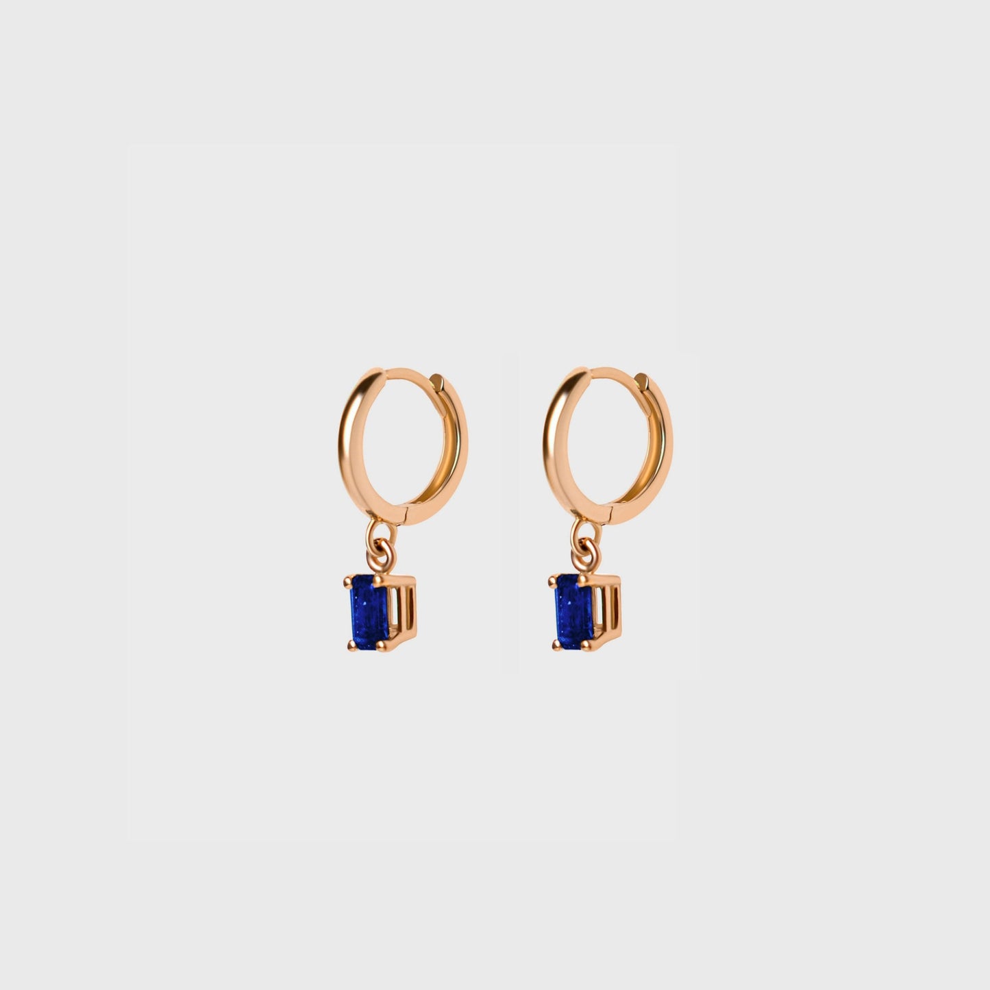 Gemstone Emerald Cut Charm Hoops