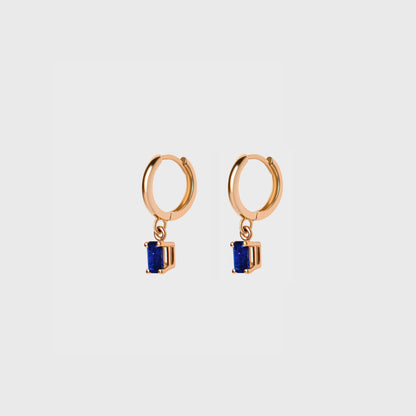 Gemstone Emerald Cut Charm Hoops