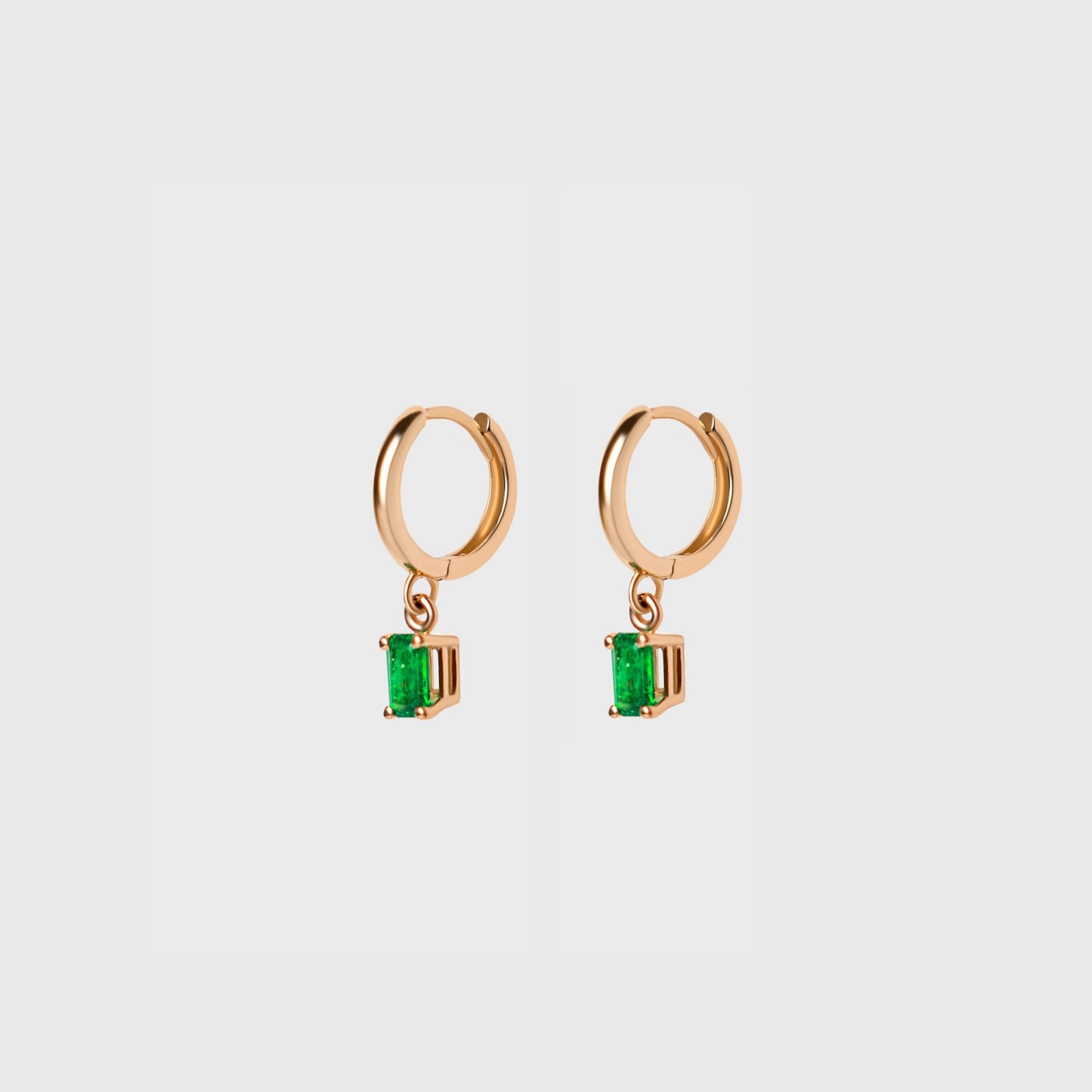Gemstone Emerald Cut Charm Hoops