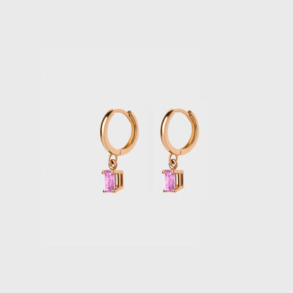 Gemstone Emerald Cut Charm Hoops