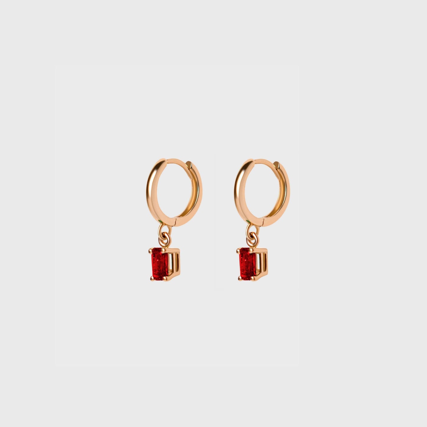 Gemstone Emerald Cut Charm Hoops