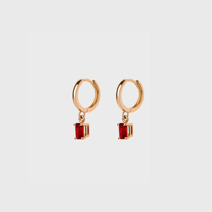 Gemstone Emerald Cut Charm Hoops