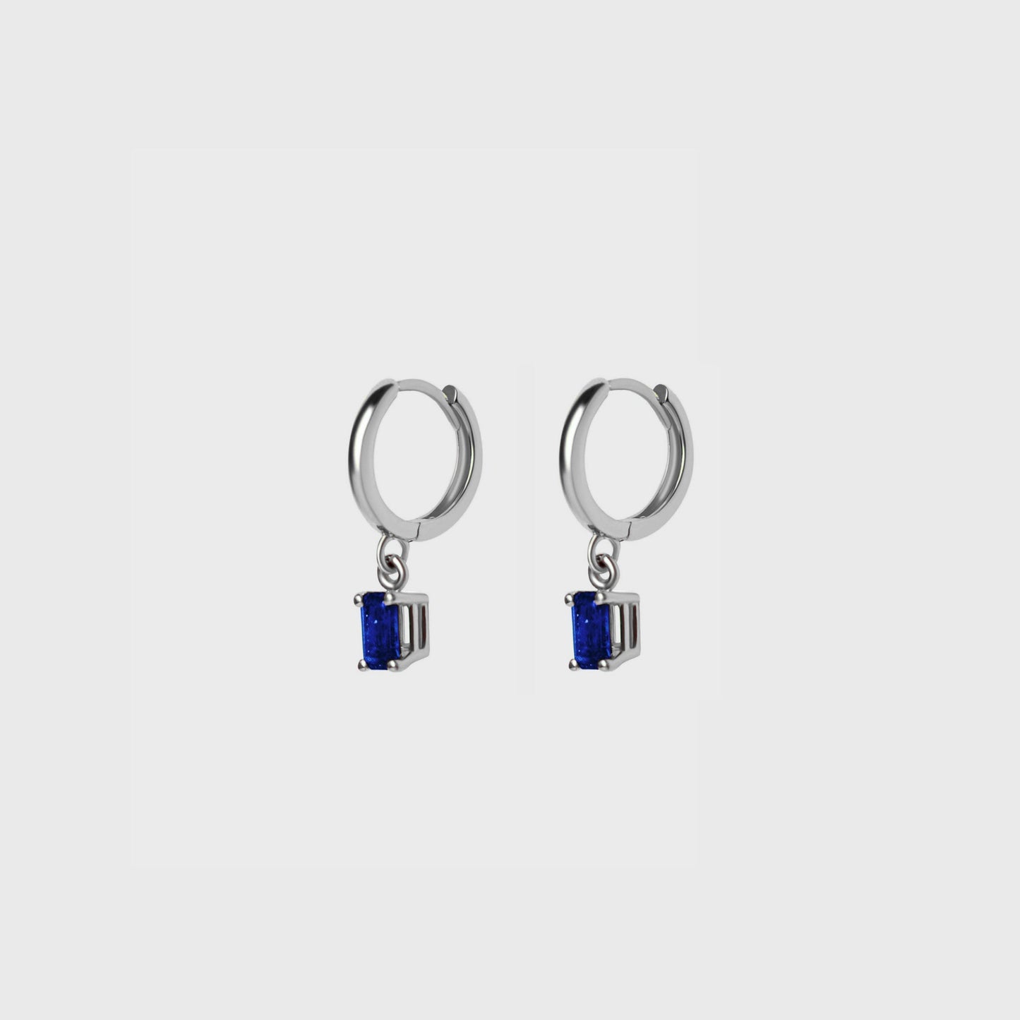 Gemstone Emerald Cut Charm Hoops