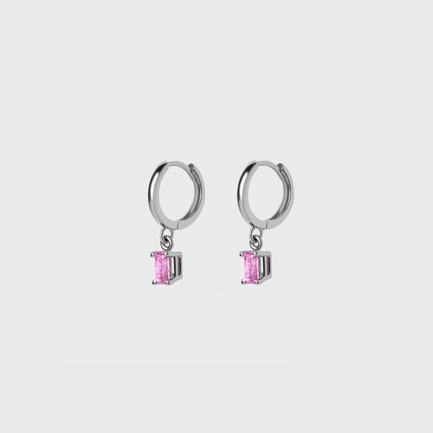 Gemstone Emerald Cut Charm Hoops