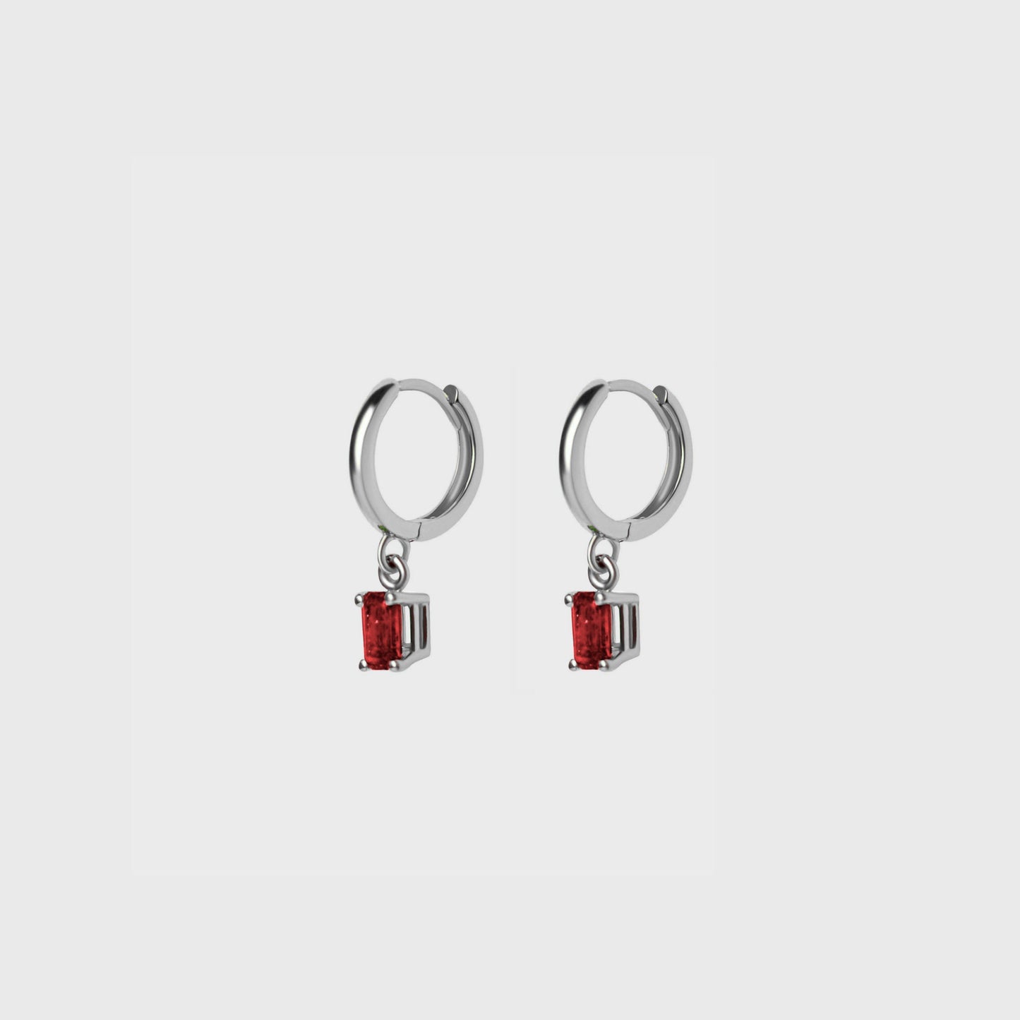 Gemstone Emerald Cut Charm Hoops