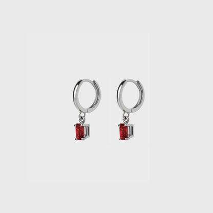 Gemstone Emerald Cut Charm Hoops