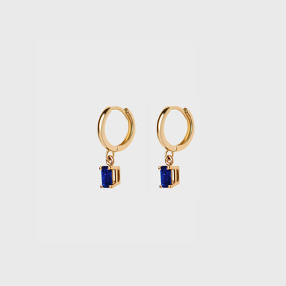 Gemstone Emerald Cut Charm Hoops