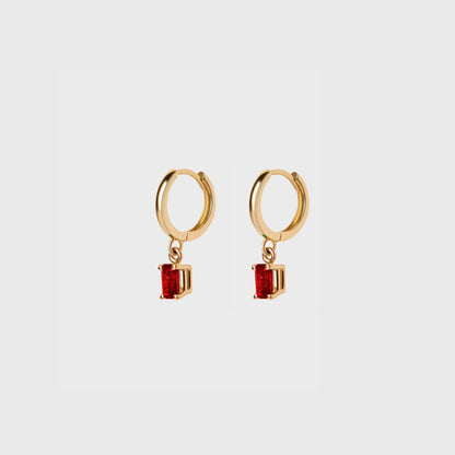 Gemstone Emerald Cut Charm Hoops