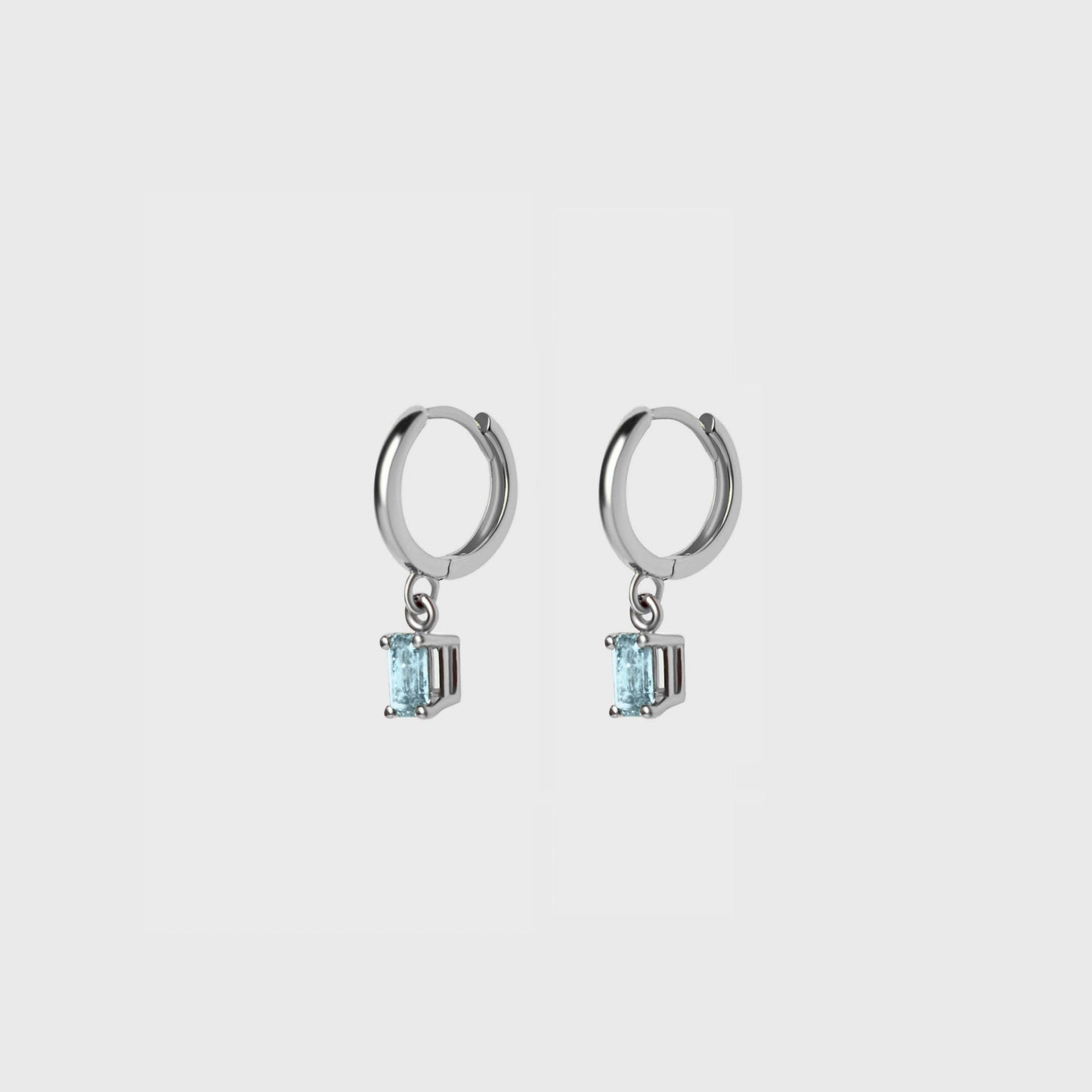 Gemstone Emerald Cut Charm Hoops