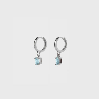 Gemstone Emerald Cut Charm Hoops