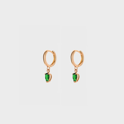 Gemstone Pear Charm Hoops