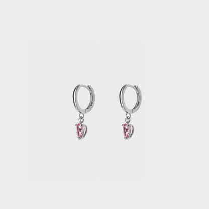 Gemstone Pear Charm Hoops
