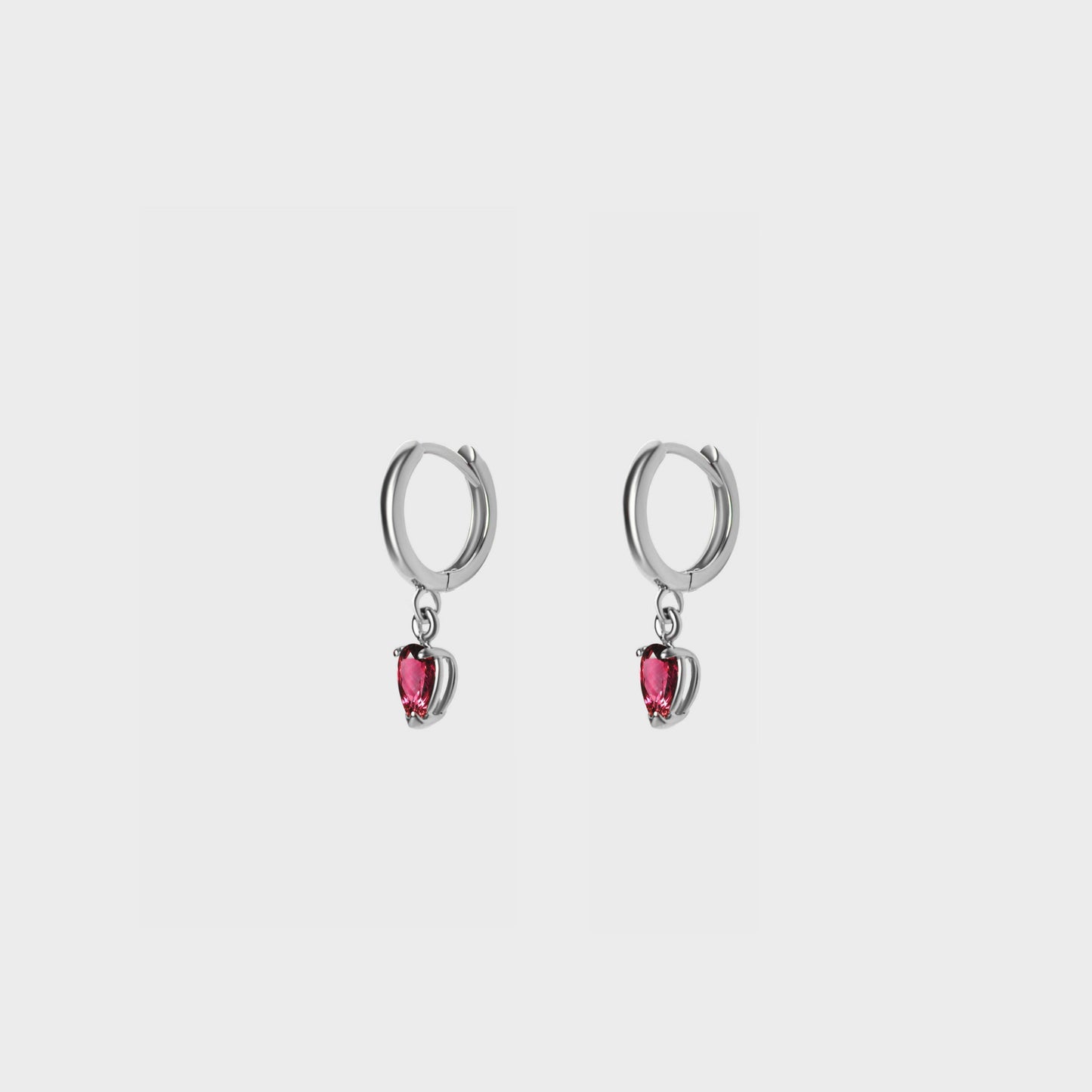 Gemstone Pear Charm Hoops