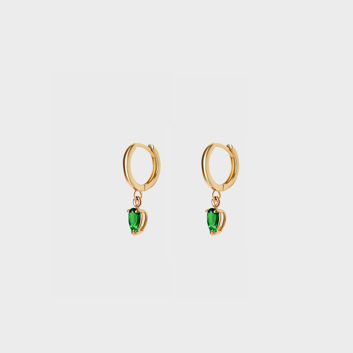 Gemstone Pear Charm Hoops