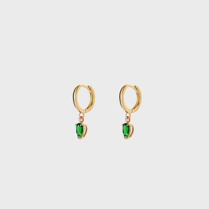Gemstone Pear Charm Hoops