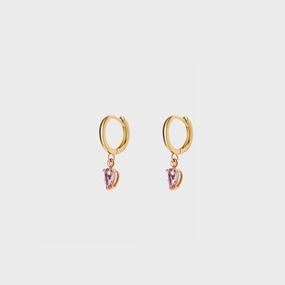 Gemstone Pear Charm Hoops