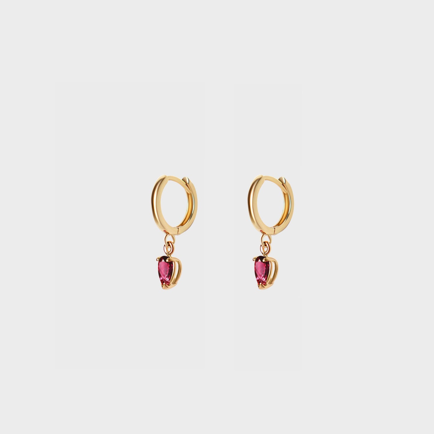 Gemstone Pear Charm Hoops