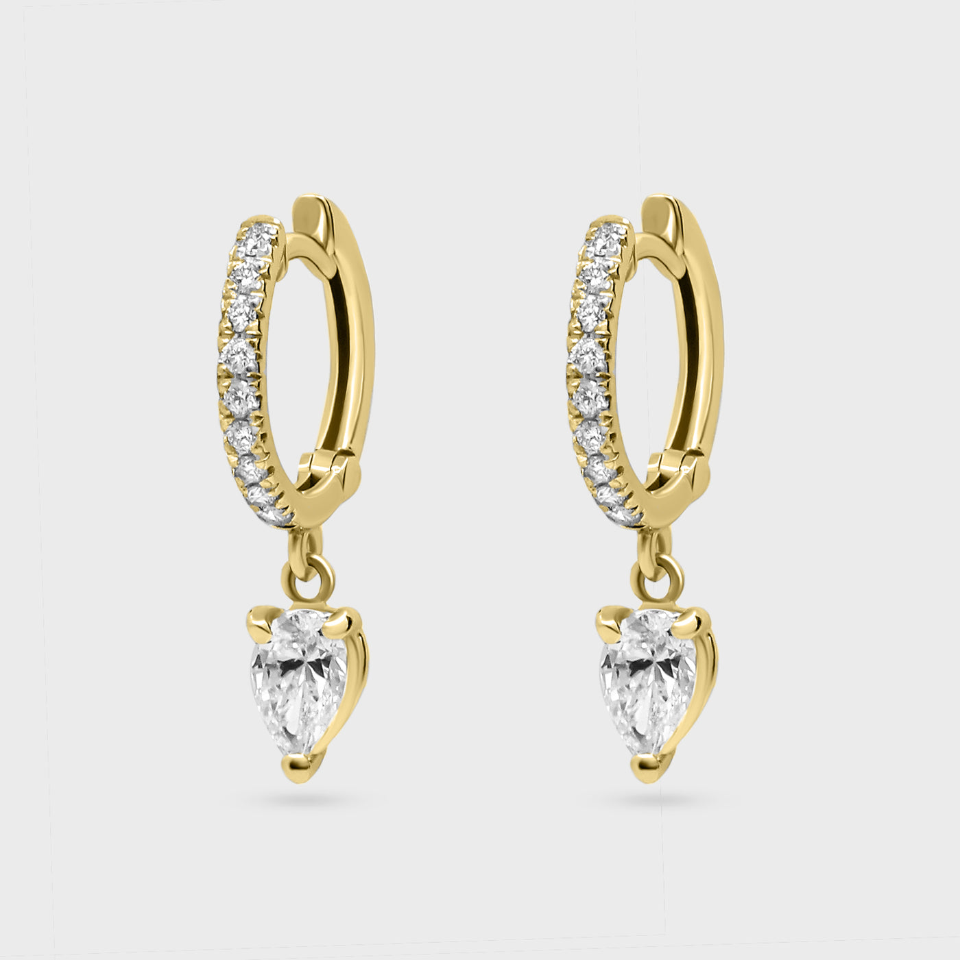 Pear Shape Pave Charm Hoops