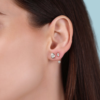 Bezel Set Pear Shape Studs