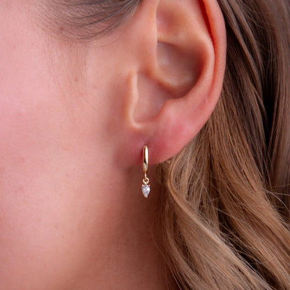 Petite Pear Charm Hoops