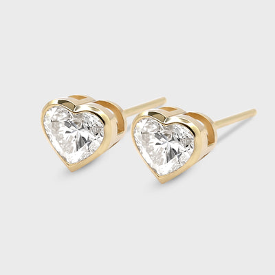 Bezel Set Heart Shape Studs