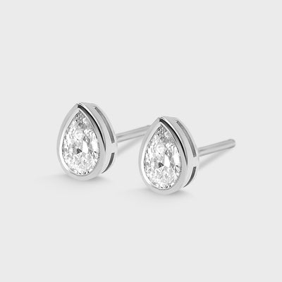 Bezel Set Pear Shape Studs