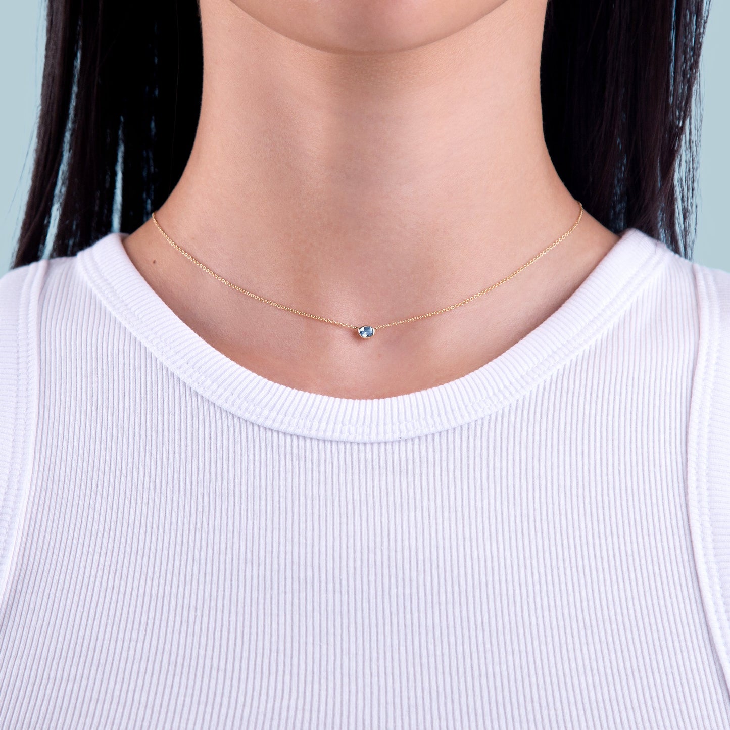 Gemstone Bezel Set Oval Necklace